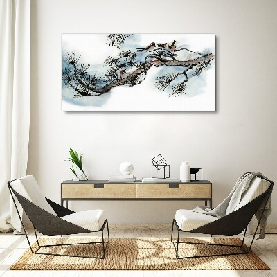 Peaceful branch with birds Canvas wall art