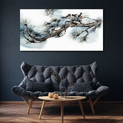 Peaceful branch with birds Canvas wall art