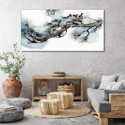 Peaceful branch with birds Canvas wall art