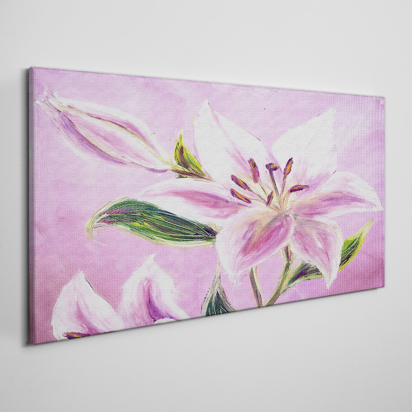 Pink lilies on a pastel background Print on canvas