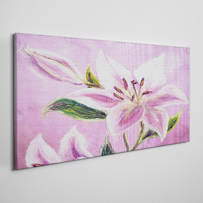 Pink lilies on a pastel background Print on canvas