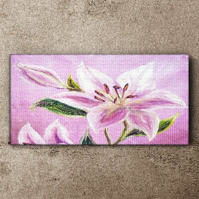 Pink lilies on a pastel background Print on canvas