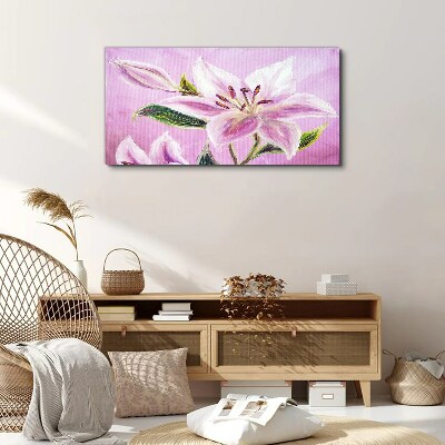 Pink lilies on a pastel background Print on canvas