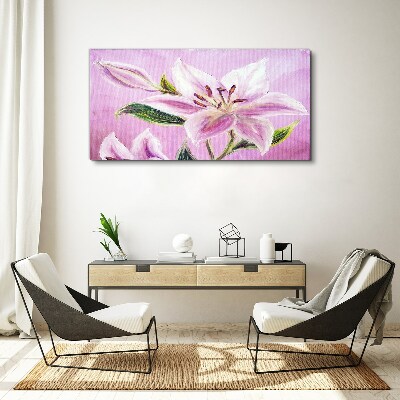 Pink lilies on a pastel background Print on canvas