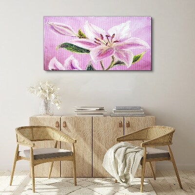 Pink lilies on a pastel background Print on canvas