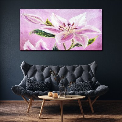 Pink lilies on a pastel background Print on canvas