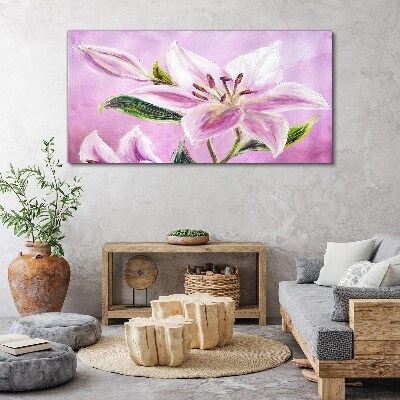 Pink lilies on a pastel background Print on canvas
