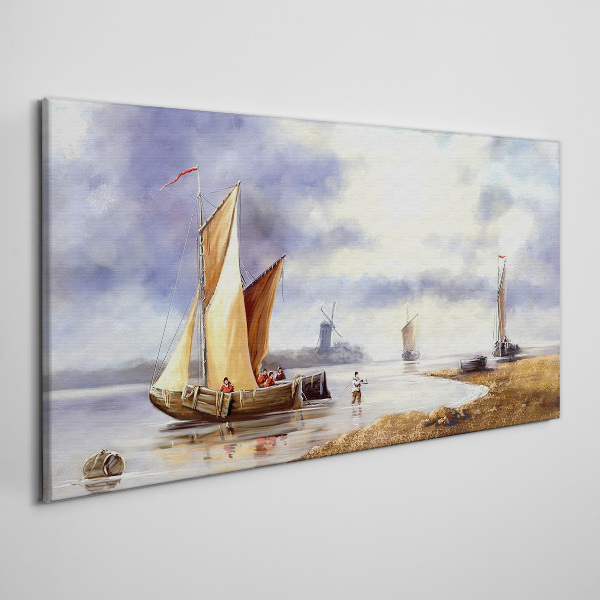 A quiet port with sailboats Canvas wall art