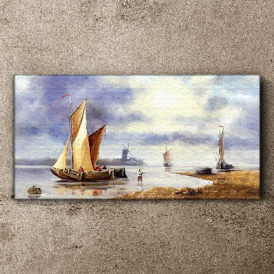 A quiet port with sailboats Canvas wall art