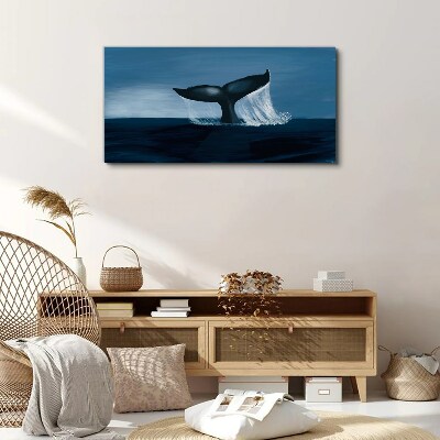 A whale wave in the ocean depths Canvas wall art