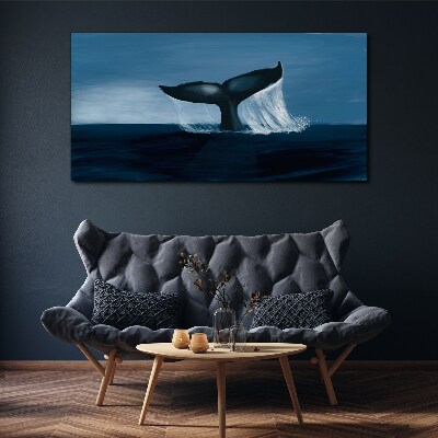 A whale wave in the ocean depths Canvas wall art