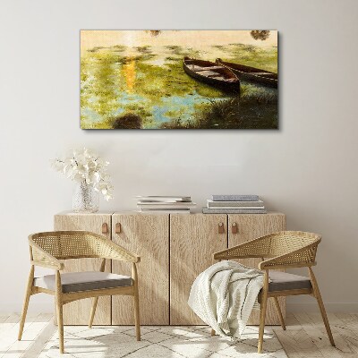 A quiet morning by the lake Print on canvas