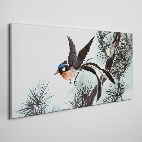 A bird in flight over the pines Canvas wall art
