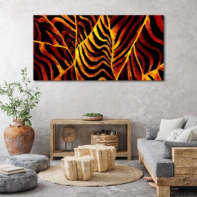 Golden leaves on fire Print on canvas