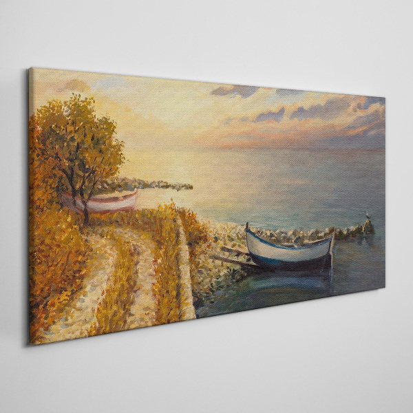 A quiet port in the setting sun Canvas wall art