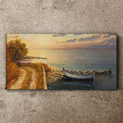 A quiet port in the setting sun Canvas wall art