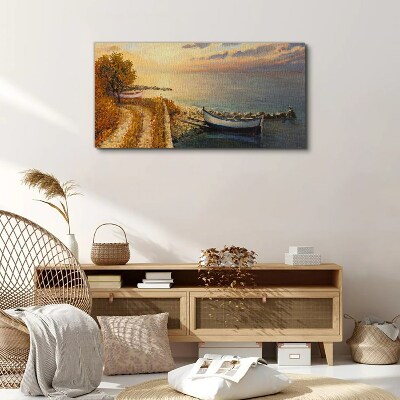 A quiet port in the setting sun Canvas wall art