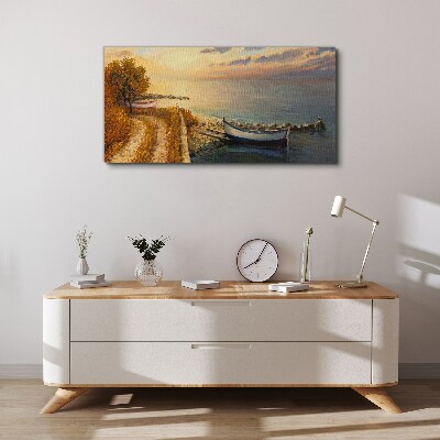A quiet port in the setting sun Canvas wall art