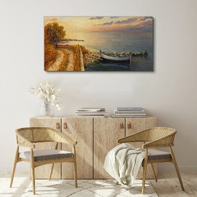 A quiet port in the setting sun Canvas wall art