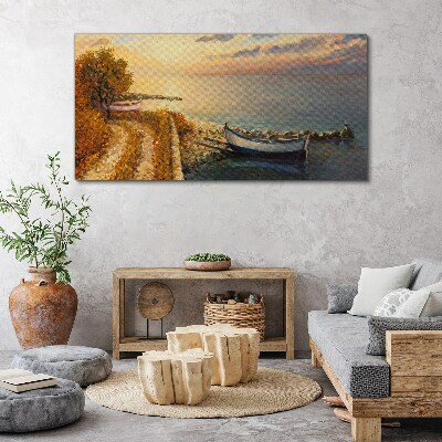 A quiet port in the setting sun Canvas wall art