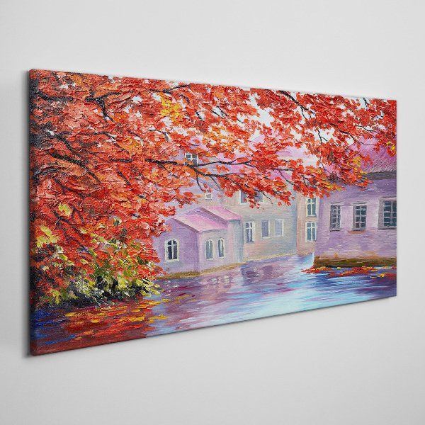 Autumn reflections on the water Print on canvas