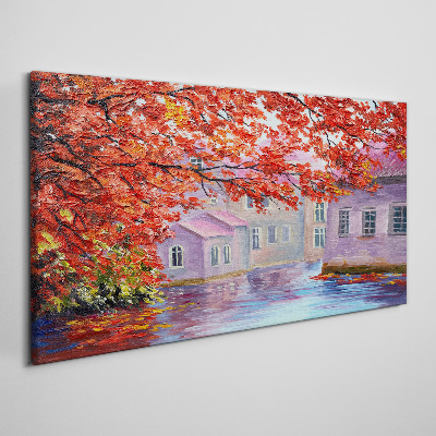 Autumn reflections on the water Print on canvas