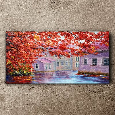 Autumn reflections on the water Print on canvas