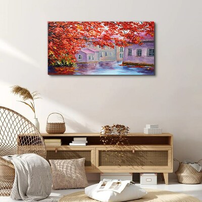 Autumn reflections on the water Print on canvas
