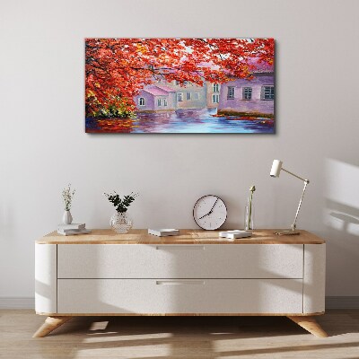 Autumn reflections on the water Print on canvas