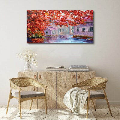 Autumn reflections on the water Print on canvas