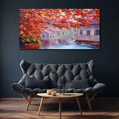 Autumn reflections on the water Print on canvas