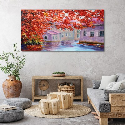 Autumn reflections on the water Print on canvas