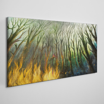 Painting tree forest fire Canvas print