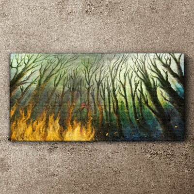 Forest in flames Canvas wall art