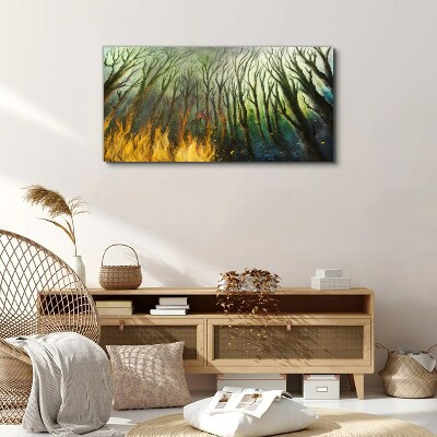 Painting tree forest fire Canvas print