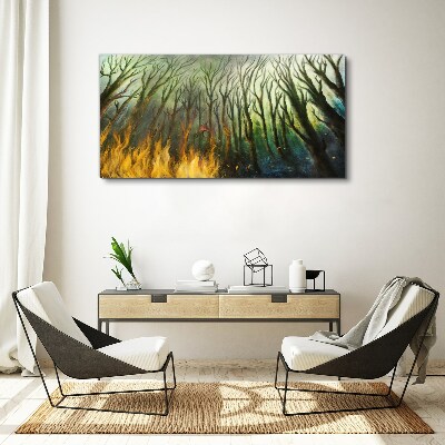 Forest in flames Canvas wall art