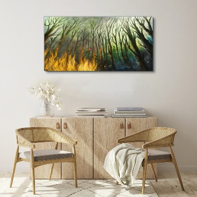 Forest in flames Canvas wall art