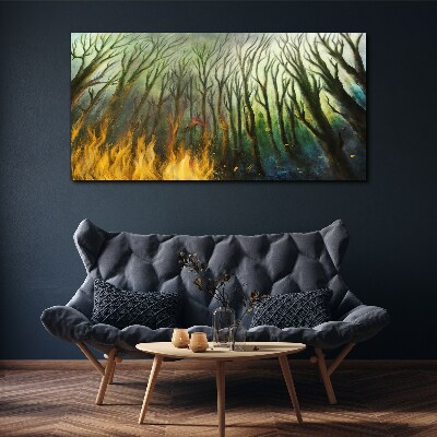 Forest in flames Canvas wall art