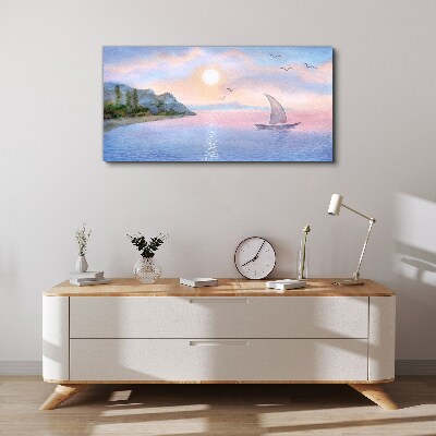 Aquarelle boat sea Canvas print