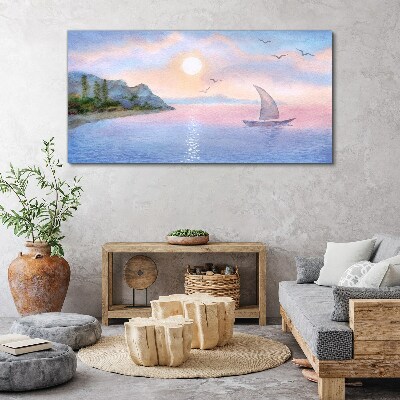 Aquarelle boat sea Canvas print