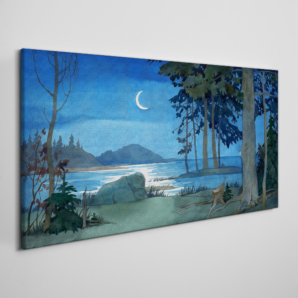 Night landscape over the water Print on canvas