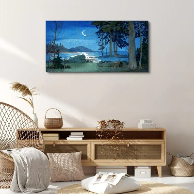 Night landscape over the water Print on canvas