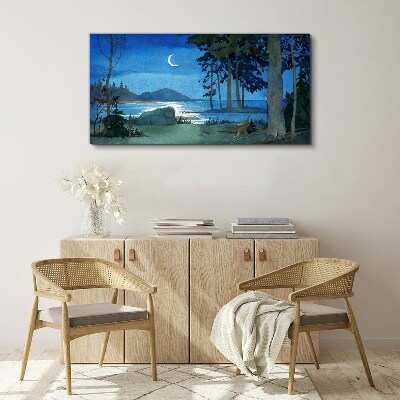 Night landscape over the water Print on canvas