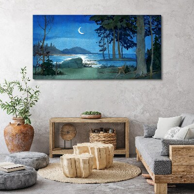 Night landscape over the water Print on canvas