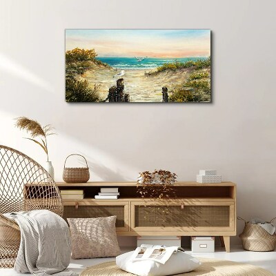 Seaside landscape in the morning Canvas wall art