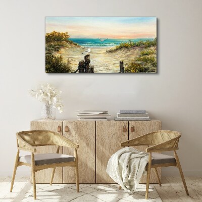 Seaside landscape in the morning Canvas wall art