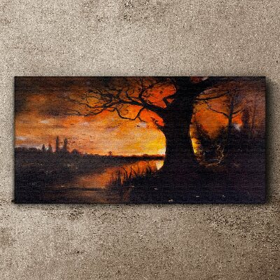 Golden hour at the lake Print on canvas