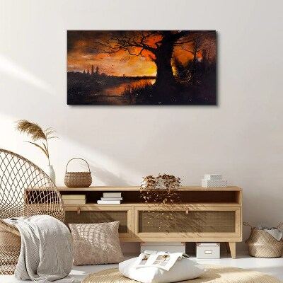 Golden hour at the lake Print on canvas