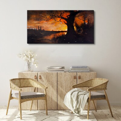 Golden hour at the lake Print on canvas