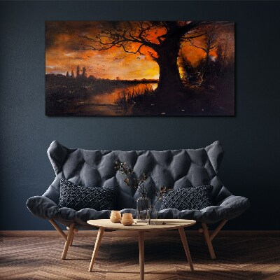 Golden hour at the lake Print on canvas